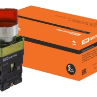 Переключатель на 2 положения SB2-BK2465 с фиксацией, 1НО+1НЗ, d22 мм, с подсветкой 230 В LED, красный, IP40 TDM