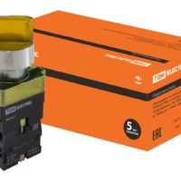 Переключатель на 2 положения SB2-BK2565 с фиксацией, 1НО+1НЗ, d22 мм, с подсветкой 230 В LED, желтый, IP40 TDM