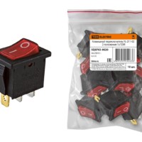 Клавишный переключатель YL-211-02 черный корпус красная клавиша 2 положения 1з TDM