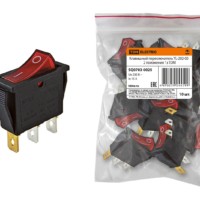 Клавишный переключатель YL-202-03 черный корпус красная клавиша 2 положения 1з TDM