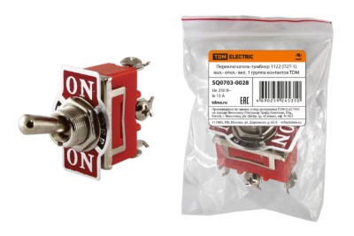 Переключатель-тумблер 1122 (П2Т-1) вкл.- откл.- вкл. 1 группа контактов TDM