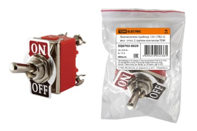 Выключатель-тумблер 1221 (ТВ2-2) вкл.- откл. 2 группы контактов TDM