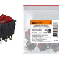 Клавишный переключатель IRS-101-R красный с подсветкой двойной 2 положения 1з+1з TDM