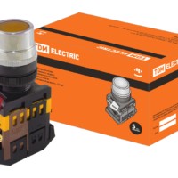 Кнопка ABLF-22 желтый d22мм неон/230В 1з+1р TDM