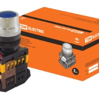 Кнопка ABLF-22 синий d22мм неон/230В1з+1р TDM