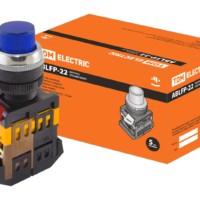 Кнопка ABLFP-22 синий d22мм неон/230В 1з+1р TDM