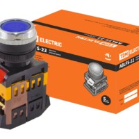 Кнопка ABLFS-22 синий d22мм неон/230В 1з+1р TDM