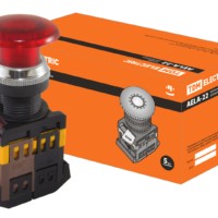 Кнопка AELA-22 “Грибок” красный d22мм неон/230В 1з+1р TDM