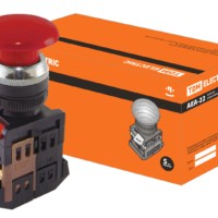 Кнопка AEА-22 “Грибок” красный d22мм 1з+1р TDM