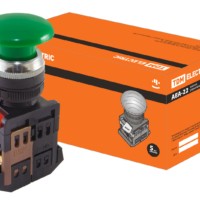 Кнопка AEА-22 “Грибок” зеленый d22мм 1з+1р TDM