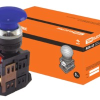 Кнопка AEА-22 “Грибок” синий d22мм 1з+1р TDM