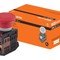 Кнопка AE-22 “Грибок” с фиксацией красный d22мм 230В 1з+1р TDM