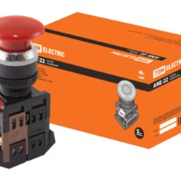 Кнопка ANE-22 “Грибок”с фиксацией красный d22мм неон/230В 1з+1р TDM