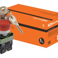 Кнопка грибовидная с ключом SB2-BS142 с фиксацией, 1НЗ, d22 мм, красная, IP40 TDM