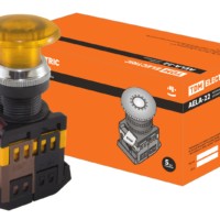 Кнопка AELA-22 “Грибок” желтый d22мм неон/230В 1з+1р TDM