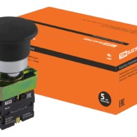 Кнопка грибовидная SB2-BС21 с возвратом, 1НО, d22 мм, черная, IP40 TDM