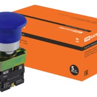 Кнопка грибовидная SB2-BС61 с возвратом, 1НО, d22 мм, синяя, IP40 TDM