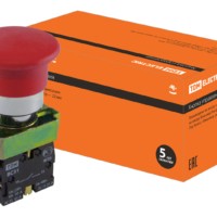 Кнопка грибовидная SB2-BС42 с возвратом, 1НЗ, d22 мм, красная, IP40 TDM