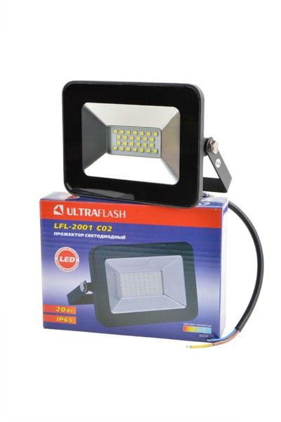 ULTRAFLASH LFL-2001 C02 светодиодный 20Вт 6500К IP65 черный