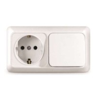 Блок ОП Олимп 1-кл. вык.+ роз. с заземл. горизонт. бел. UNIVersal О0032