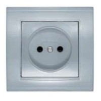 Розетка 1-м СП Бриллиант 16А IP20 без заземл. защ. шторки серебр. UNIVersal 7949841