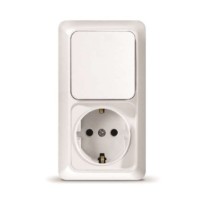 Блок ОП Олимп 1-кл. вык.+ роз. с заземл. верт. бел. UNIVersal О0038