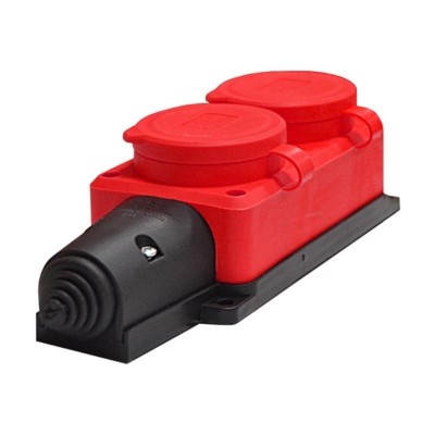 Колодка 2-м 1ф “КОМПАКТ” с заглушками каучук красн. UNIVersal 3072