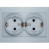Розетка 2-м СП Бриллиант 16А IP20 с заземл. защ. шторки серебр. UNIVersal 7949797