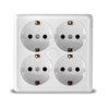 Розетка 4-м ОП Олимп с заземл. квадрат бел. UNIVersal 1165