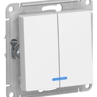 Выключатель 2-кл. AtlasDesign с подсветкой сх.5а 10АХ механизм лотос SE ATN001353