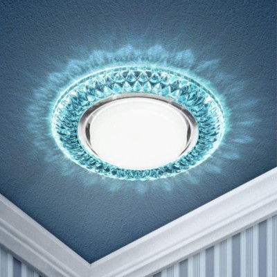 Светильник точечный DK LD23 BL1/WH GX53 декор со светодиод. подсветкой голуб. Б0029628