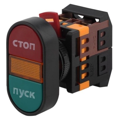 Кнопка APBB-22N “Пуск-Стоп” d22мм неон/240В 1з+1р (10/400/3200) ЭРА Б0045625