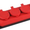 Колодка ЭРА K-4e-RED-IP44 каучуковая с заземлением 4 розетки 16A IP44 красная