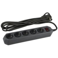 Удлинитель сетевой с фильтром 5х5м с/з 10А IP20 USF-5es-5m-B ПВС 3х0.75 с выкл. черн. Эра Б0019737