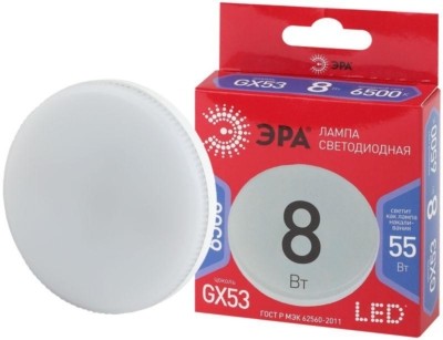 Лампа СДЛ RED LINE LED GX-8Вт-865-GX53 R 8Вт GX таблетка 6500К холод. бел. GX53 Эра Б0045333