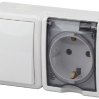 Блок ОП розетка+выключатель 11-7401-01 16АХ(10AX)-250В IP54 Эксперт бел.  Б0020733