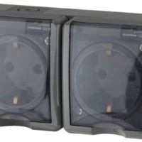Розетка 2-м ОП Эра Эксперт 11-2404-03 16А IP54 16AX 250В 2х2P+E защ. шторки сер. Эра Б0020719