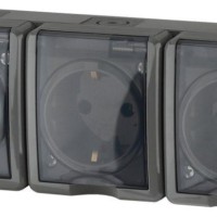 Розетка 3-м ОП Эра Эксперт 11-2405-03 16А IP54 16AX 250В 3х2P+E сер. Эра Б0020721