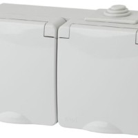 Розетка 2-м ОП Эра Эксперт 11-2603-03 16А IP65 горизонт. 250В 2х2P+E сер. Эра Б0035991