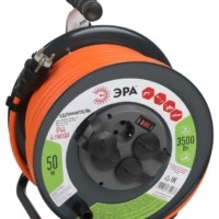 Удлинитель силовой ЭРА RMx-4es-3×2.5-50m-IP44 на металлической катушке с/з с выкл. 4-м 50м ПВС
