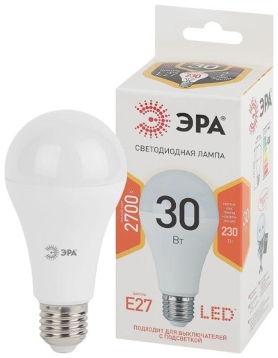 Лампа СДЛ LED A65-30W-827-E27 A65 30Вт груша E27 тепл. бел. Эра Б0048015