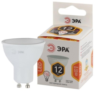 Лампа СДЛ LED MR16-12W-827-GU10 MR16 12Вт софит GU10 тепл. бел. Эра Б0040889