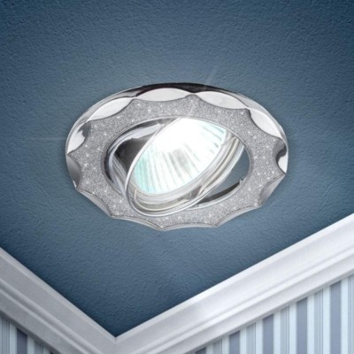 Светильник точечный DK17 CH/SH SL 50Вт MR16 12В декор “звезда со стекл. крошкой” хром./серебр. ЭРА C0043755