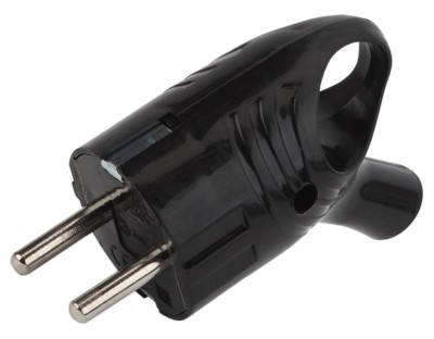 Vx4-B ЭРА Вилка с/з угловая с кольцом 16A черная