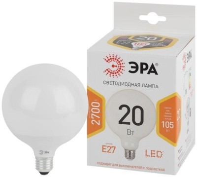 Лампа СДЛ LED G120-20W-2700K-E27 G120 20Вт шар E27 тепл. бел. декор. Эра Б0049080