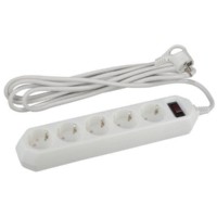 Удлинитель сетевой с фильтром 5х5м с/з 10А IP20 USF-5es-5m-W ПВС 3х0.75 с выкл. бел. Эра Б0019738