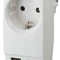 Адаптер 1-м с заземл. Polynom SP-1e-USB-W 220В 2хUSB 2100мА бел. Эра Б0026332