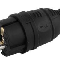 Вилка каучуковая с заземл. прям. 16А IP44 черн. Эра Б0044540