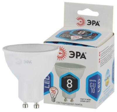 Лампа СДЛ LED MR16-8W-840-GU10 8Вт MR16 софит 4000К нейтр. бел. GU10 Эра Б0036729