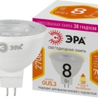 Лампа СДЛ STD LED Lense MR16-8W-827-GU5.3 8Вт MR16 софит 2700К тепл. бел. GU5.3 650Лм 170-265В линзованная Эра Б0054938